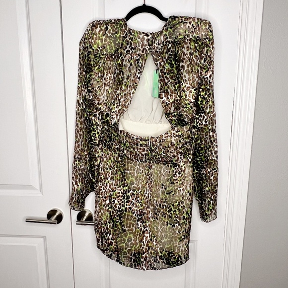 NEW NWT Dundas x Revolve Brooklyn Mini Dress Leopard Green Size Small - Picture 6 of 12